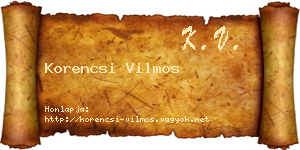 Korencsi Vilmos névjegykártya